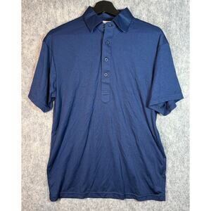 Collars & Co Mens Medium Blue Dress Collar Polo Short Sleeve Stretch Golf Casual